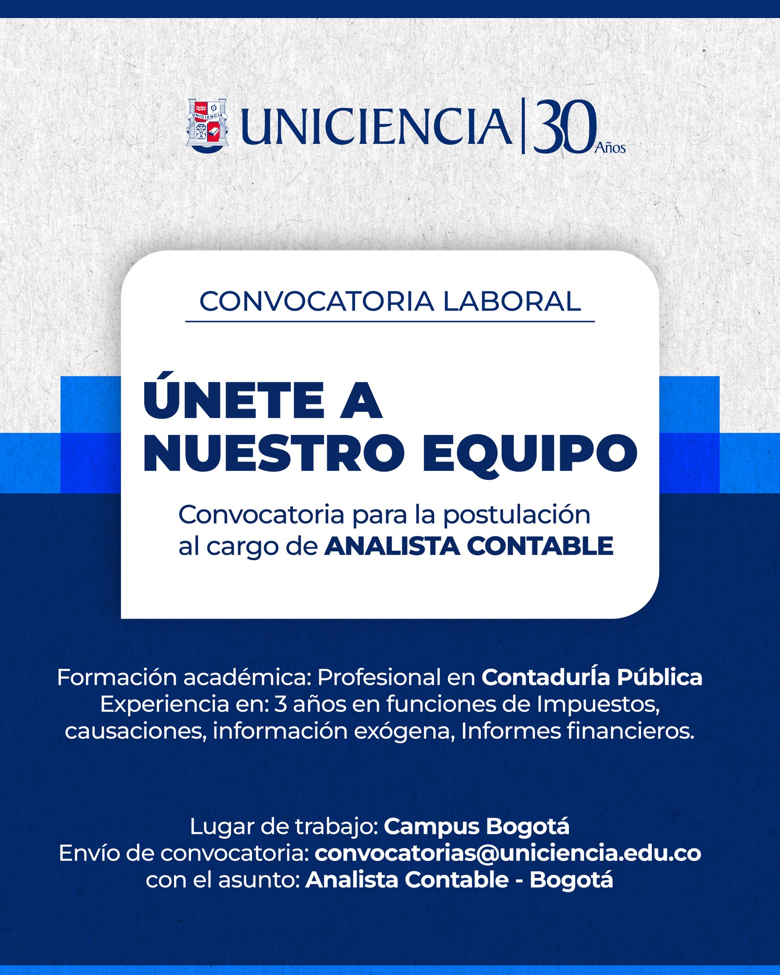 Convocatoria Analista Contable - Septiembre 2026