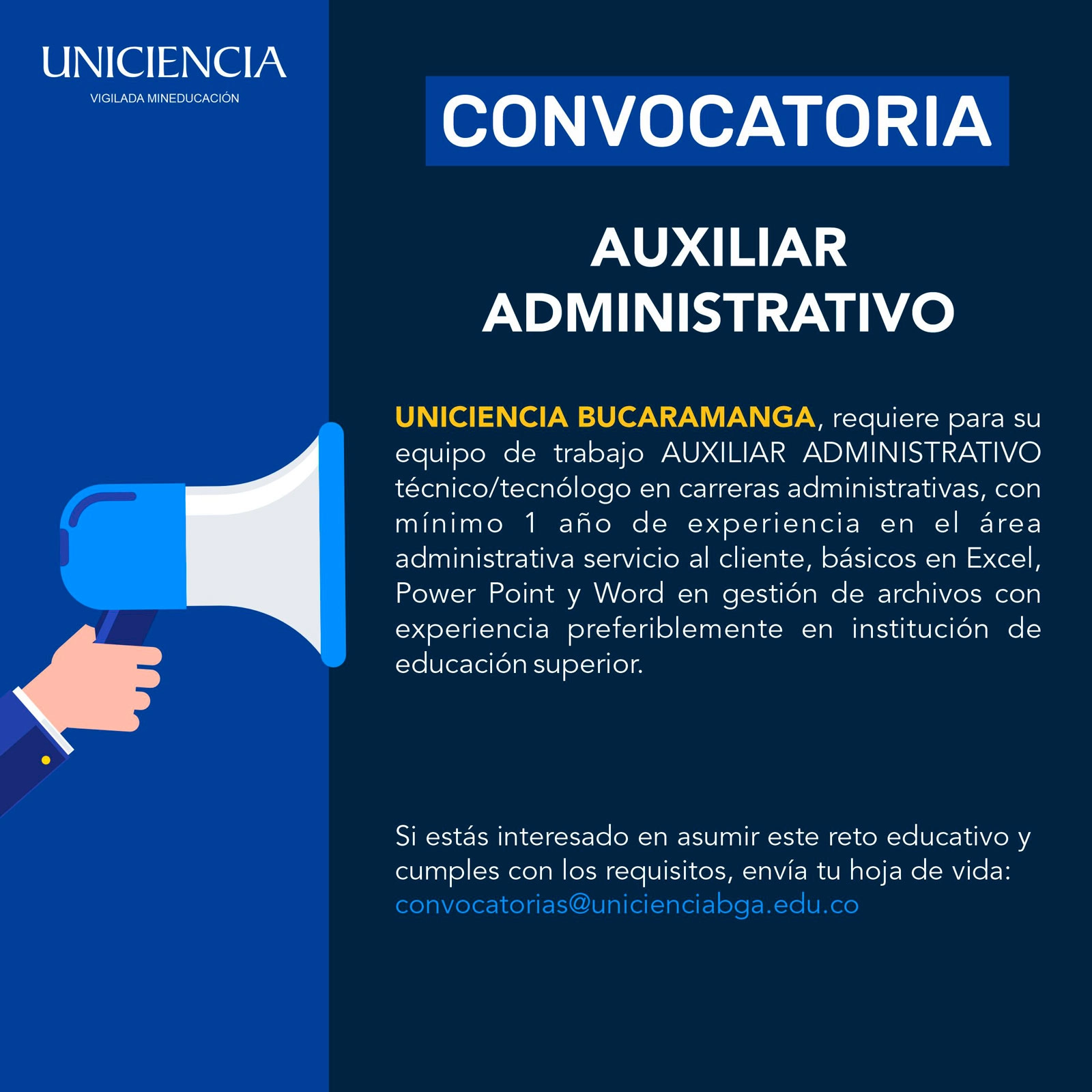 Convocatoria Cargos Administrativos - Enero De 2024