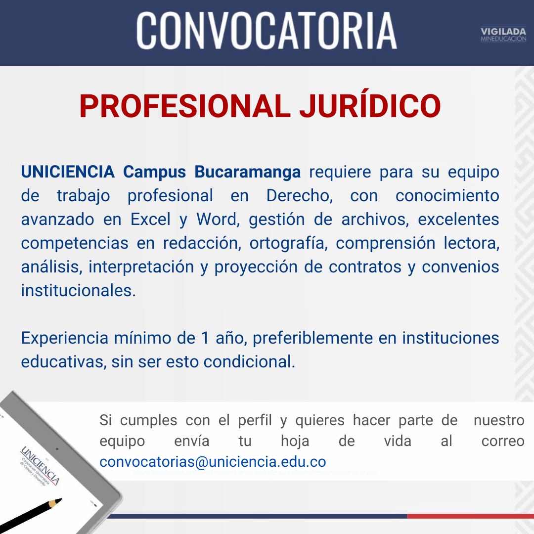 Convocatoria Profesional Jurídico - Bucaramanga Agosto 2025 