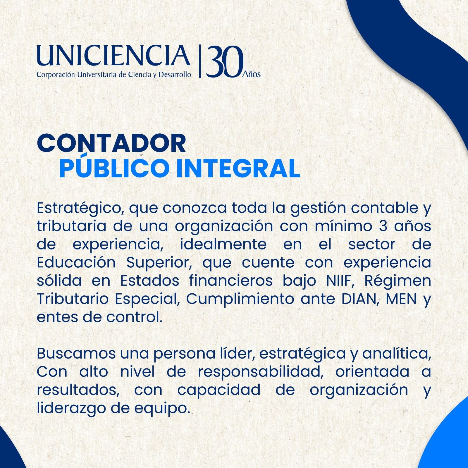 Convocatoria Contador Público Integral - Mayo 2026