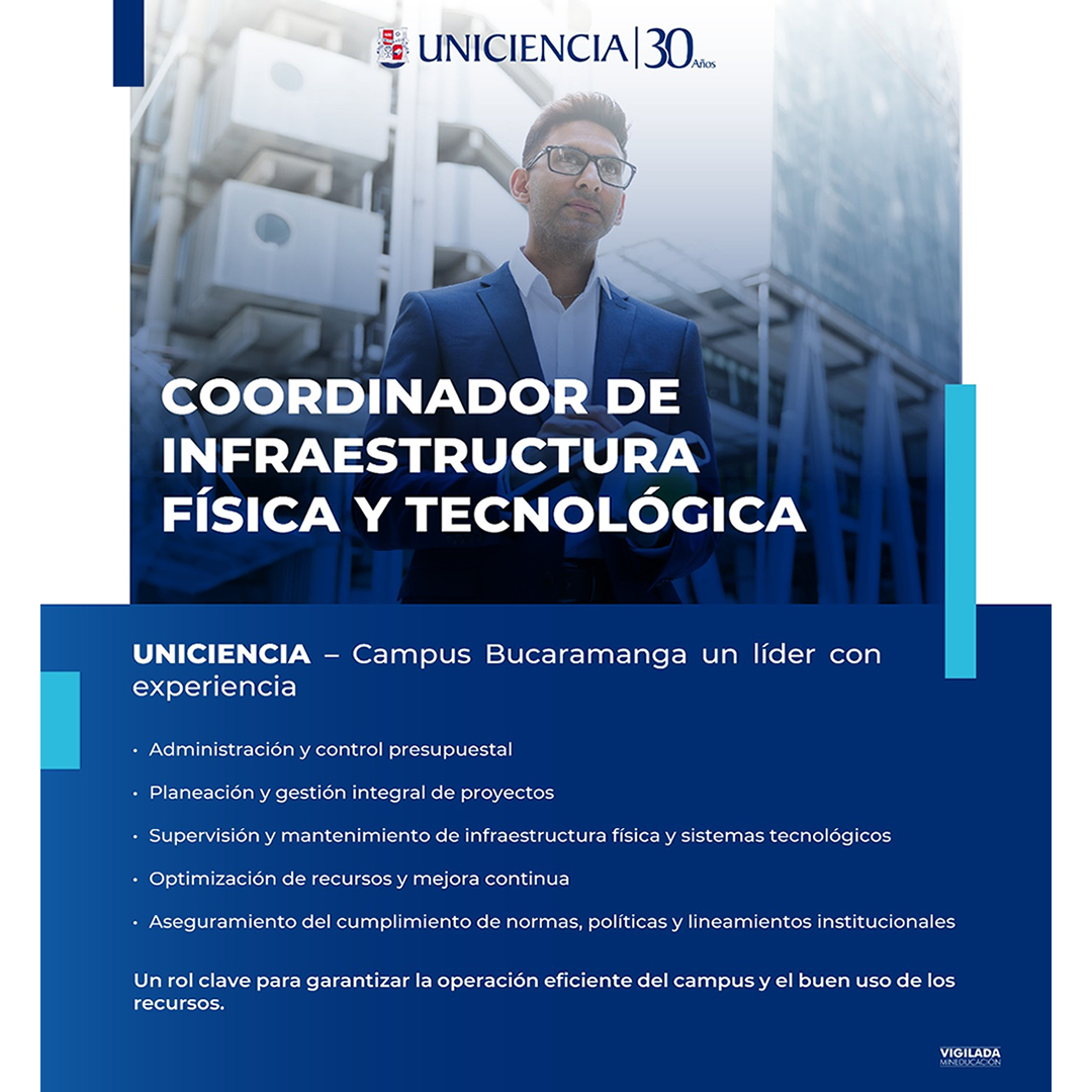 Convocatoria Coordinador Infraestructura Física y Tecnológica - Bucaramanga Febrero 2026