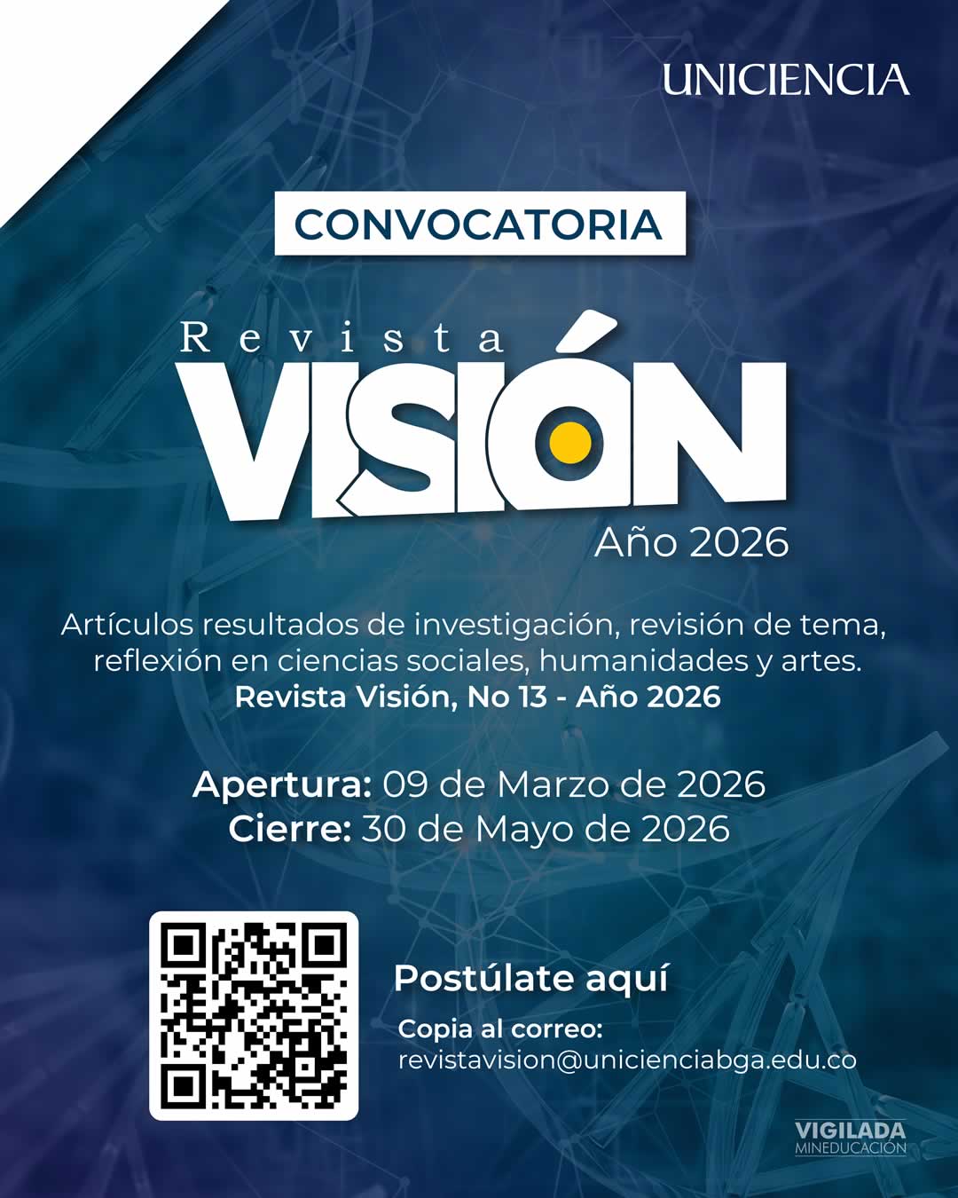 Convocatoria Revista Visión Año 2026 | UNICIENCIA