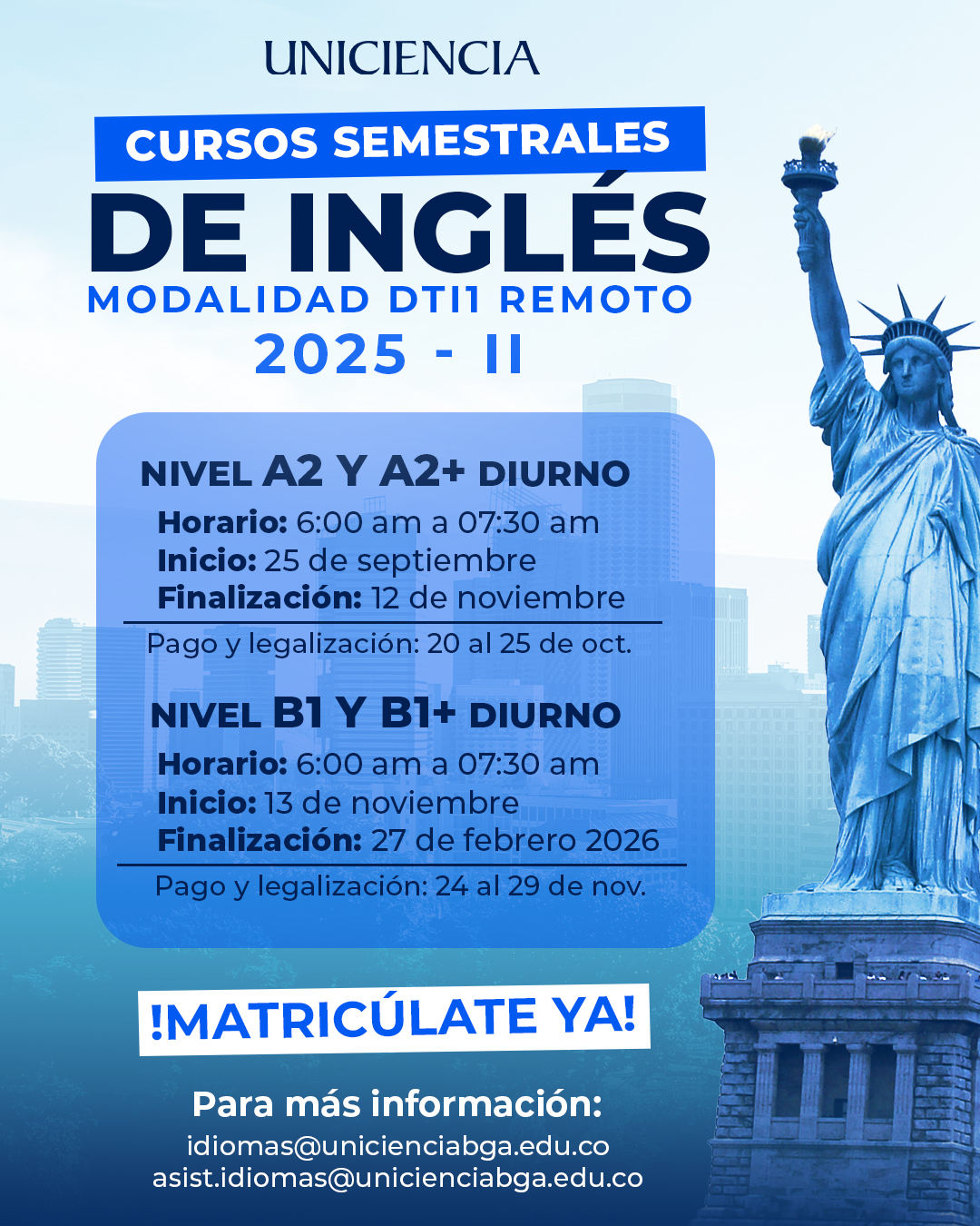 Cursos Semestral Diurno Ingles | UNICIENCIA