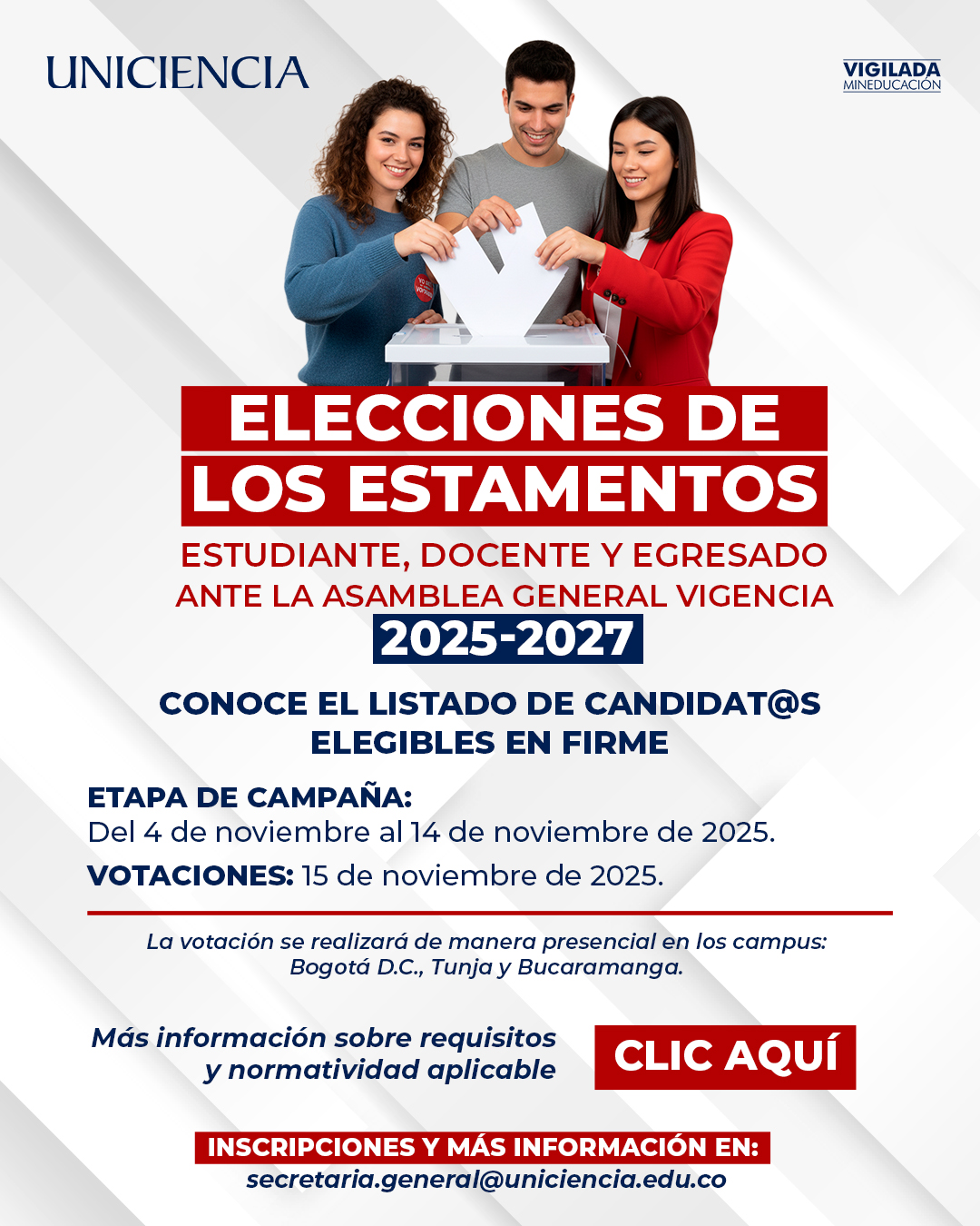 Listado de Candidat@s Elegibles en Firme | UNICIENCIA