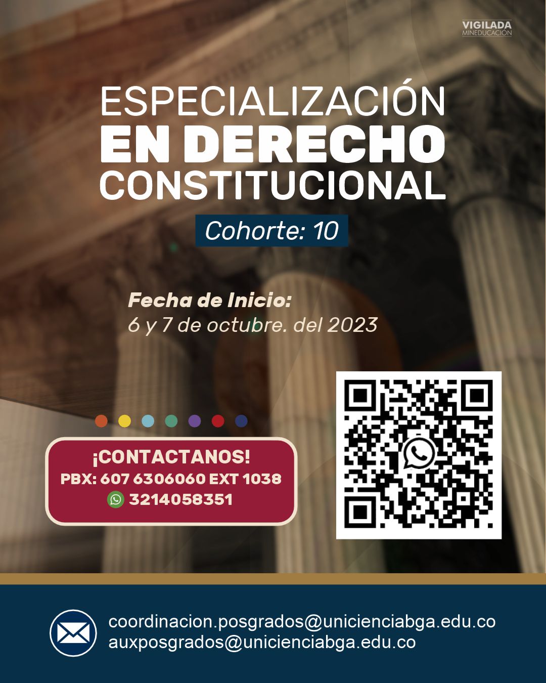 Matrículas Especialización en Derecho Constitucional UNICIENCIA | Cohorte 10