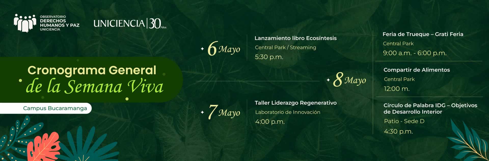 Cronograma General de la Semana Viva | UNICIENCIA